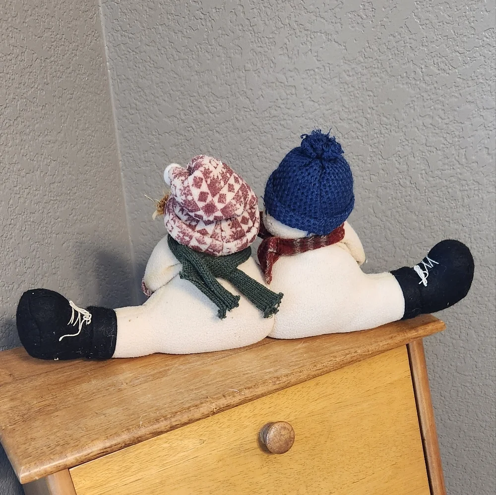 Snowman Doorstopper Couple holding a Shovel‎ and Broom